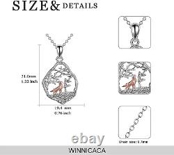 Wolf Horse Necklace Sterling Silver Animal Wolf/Horse Jewelry Gifts for Women Te