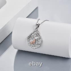 Wolf Horse Necklace Sterling Silver Animal Wolf/Horse Jewelry Gifts for Women Te
