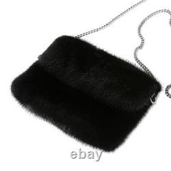 Womens Real Mink Fur Bag Tote Purse Wallet Phone Pouch Handbag Xmas Gift