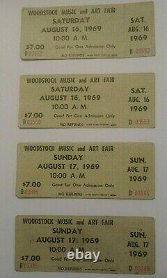Woodstock'69 /4 Globe Tkts/$7 Blk. Print/adv Sale/($492/tkt)great Christmas Gift
