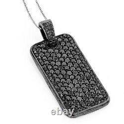 Xmas Gift 6.20 Ct Black Diamond Dog Tag Pendant 14K Black Gold Over Silver Gift