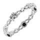 Xmas Gift Station Bracelet With Black & White Diamond In White Gold Plated Brass