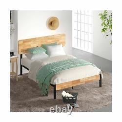 Zinus Olivia Metal Wood Platform Bed Wood Slat Support Wood Headboard Queen Size